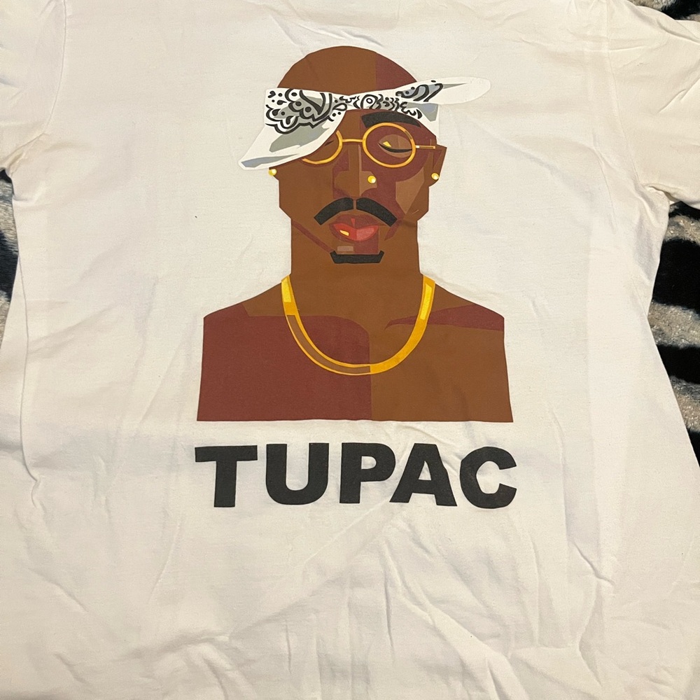 White  Tupac Graphic Short Sleeve Tee